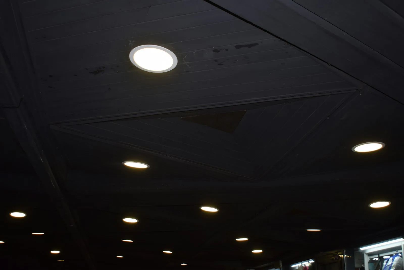 Modern recessed pot lights in a Toronto ceiling